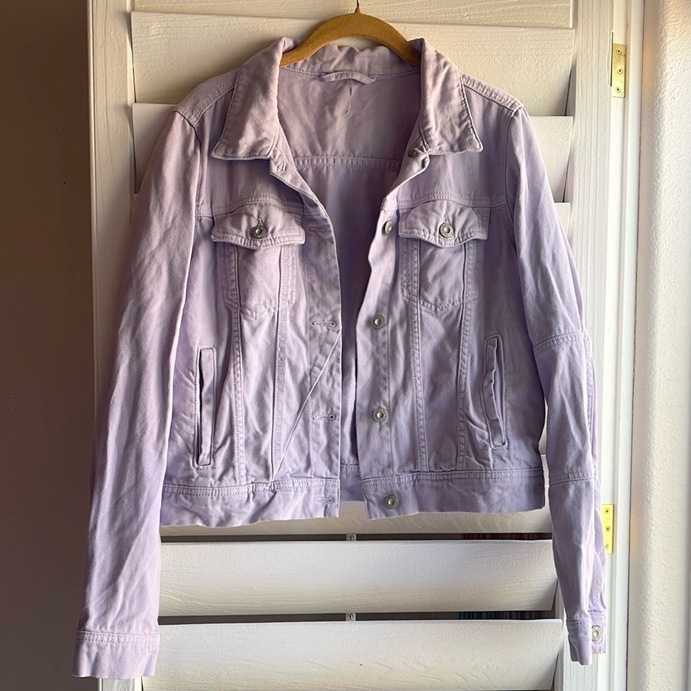 Free People Lavender Purple Jean Jacket Medium Boho